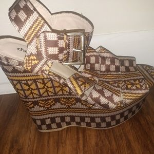 Wedge Print Open Toe